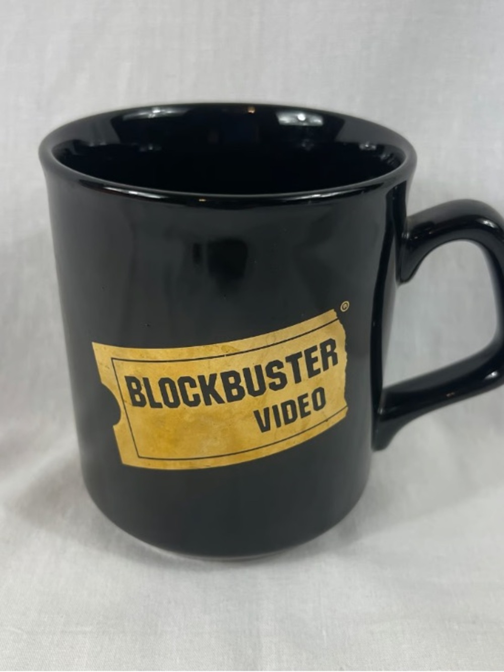 Blockbuster Video Black Ceramic Mug with Yellow Logo